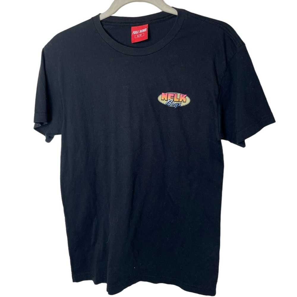 Full Send Nelk Boys Black‎ Cotton Blend Logo Tee S